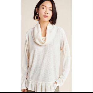 Maeve x Anthropologie Addie Cowl Neck Ruffled Hacci Knit Sweater XS